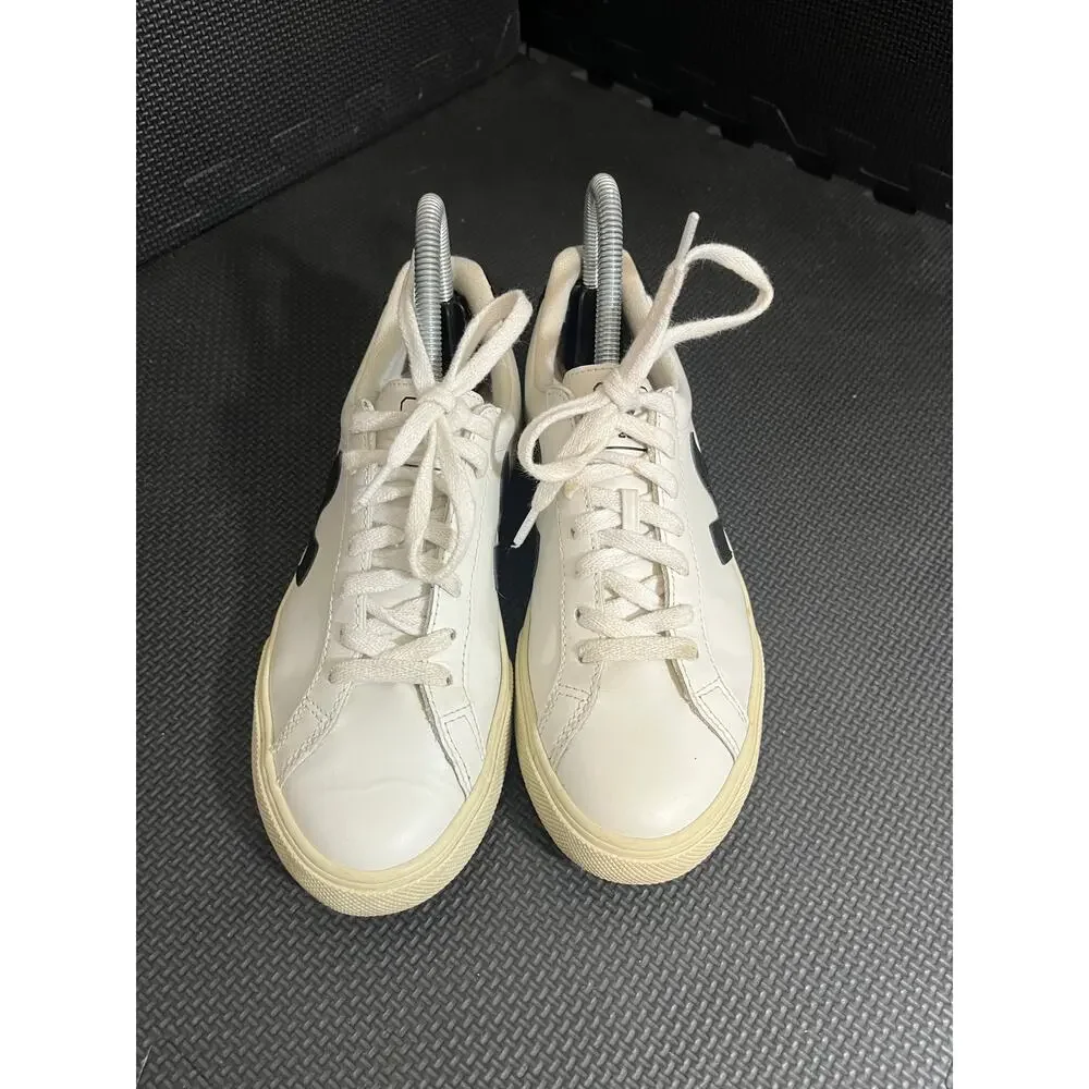 Veja Esplar Leather Sneakers‎ Womens Size 6 US EU 37 White Black Used Low Top